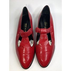 Vintage 90s B.P & MP Red Leather Painted Slip on Loafer Women Size US 8.5 B